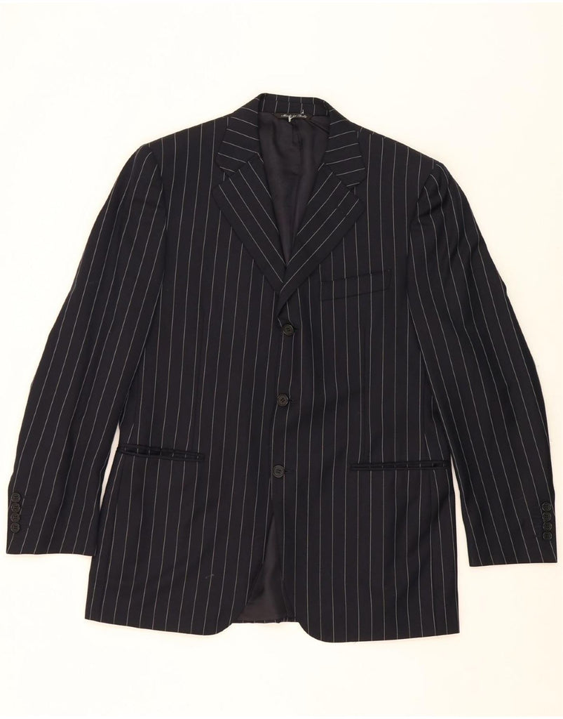 CANALI Mens 3 Button Blazer Jacket IT 48 Medium Navy Blue Pinstripe Vintage Canali and Second-Hand Canali from Messina Hembry 