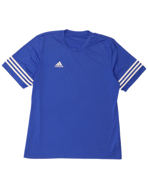 Adidas Herre T-Shirt Top 2XL Blå Polyester