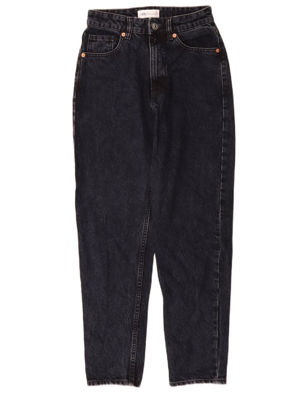 Zara Dame Højtaljede tilspidsede Jeans EU 34 2XS W24 L28 Marineblå Bomuld