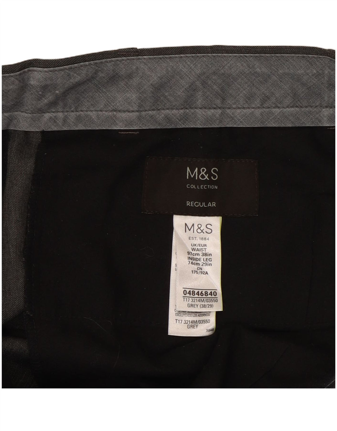 Marks & Spencer Herre Regular Suit Bukser W38 L29 Grå Polyester