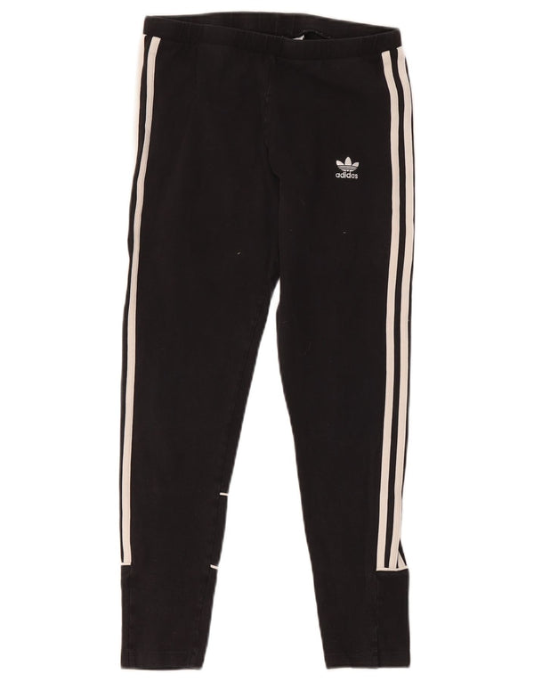 Adidas Womens Crop Leggings UK 12 Medium Black Bomuld