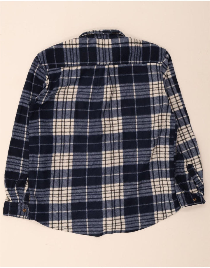 Vintage flannelskjorte til mænd XL marineblå plaid polyester