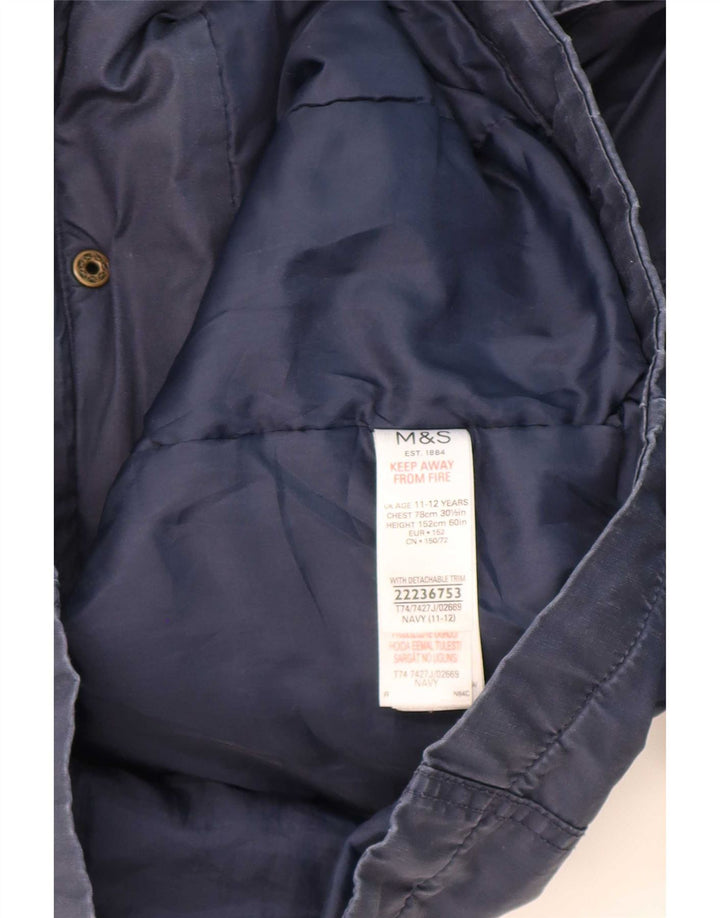 Marks & Spencer piger hættejakke parkajakke 11-12 år marineblå polyester