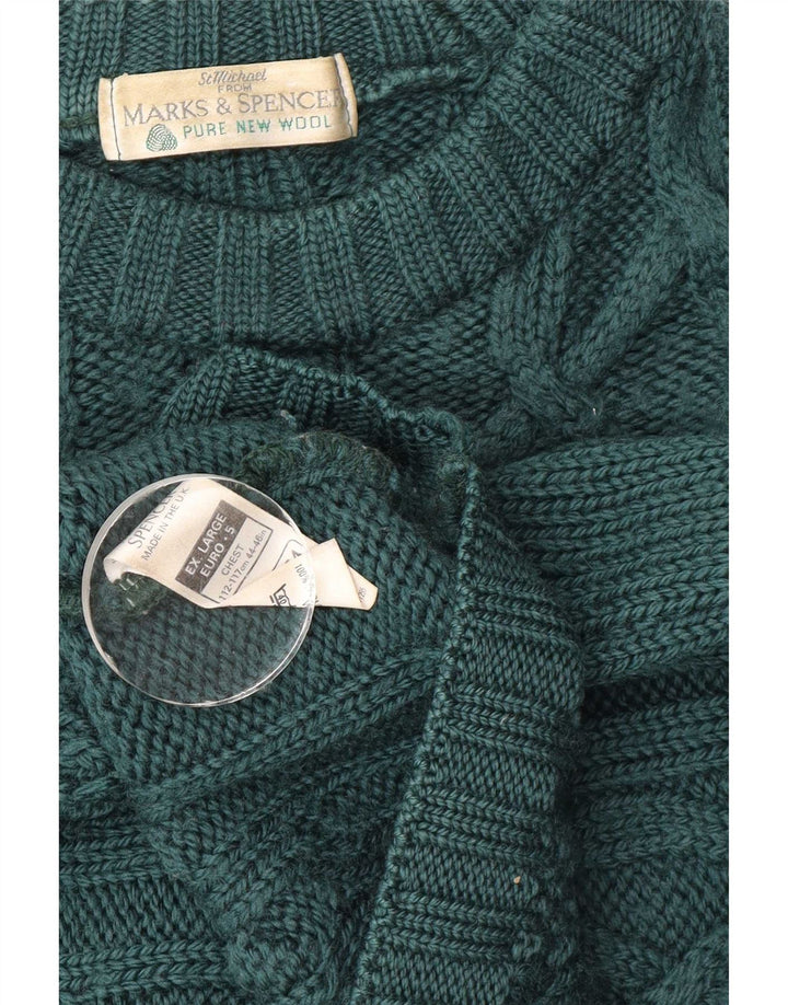 Marks & Spencer Herre sweater med rund hals XL Grøn Ny uld