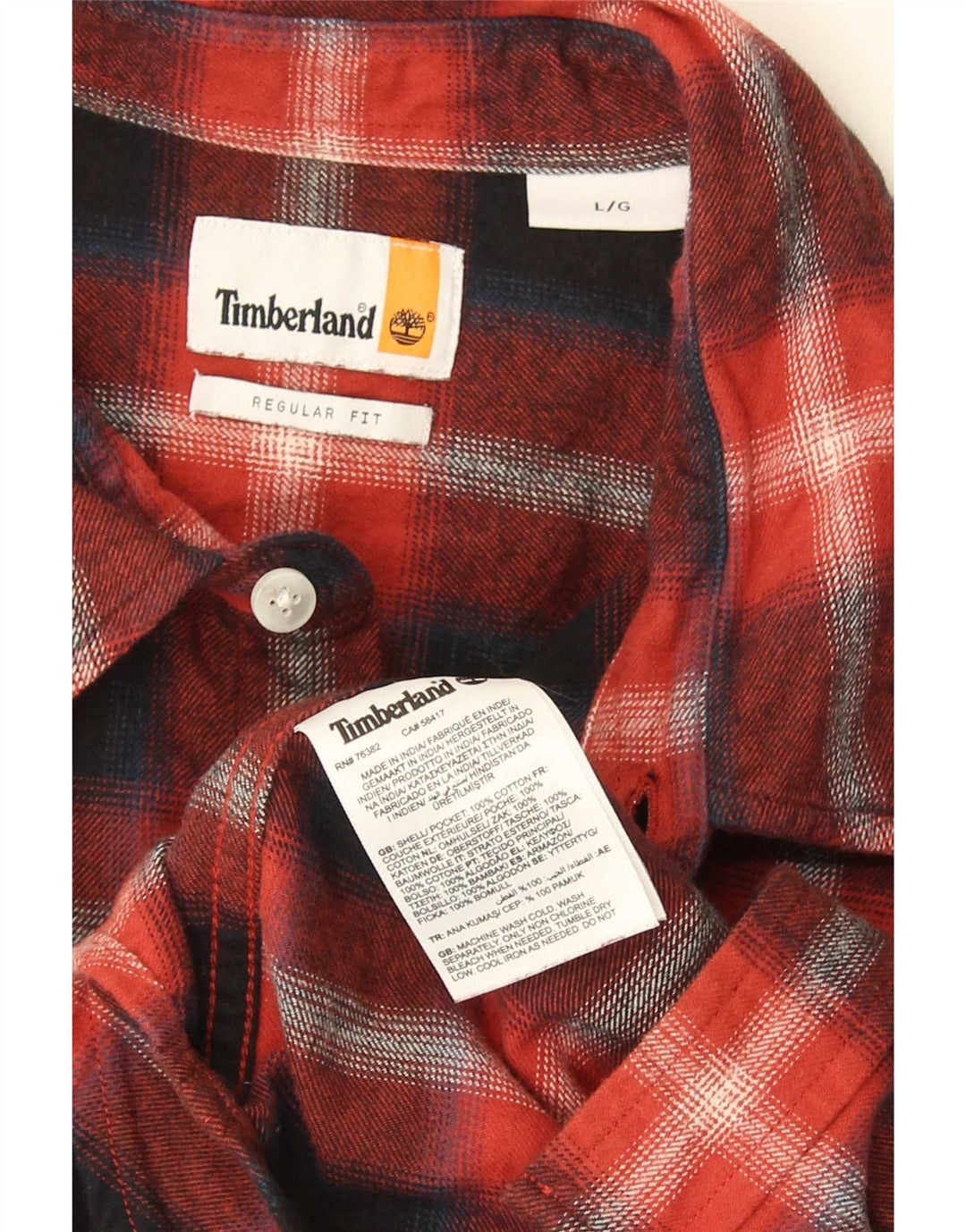 Timberland Herre Regular Fit Flanellskjorte Stor marineblå ternet bomuld