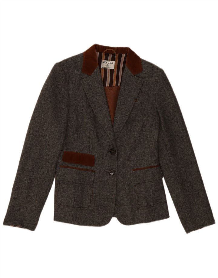 White Label Dame 2 Button Blazer Jacket UK 10 Small Grey Colourblock