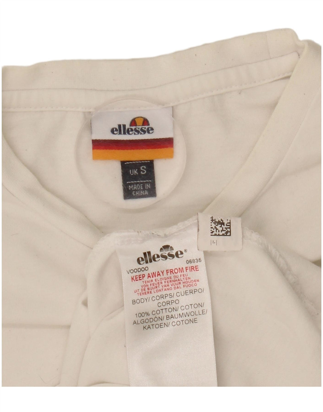 Ellesi Dame T-Shirt Top UK 10 Lille Hvid Bomuld