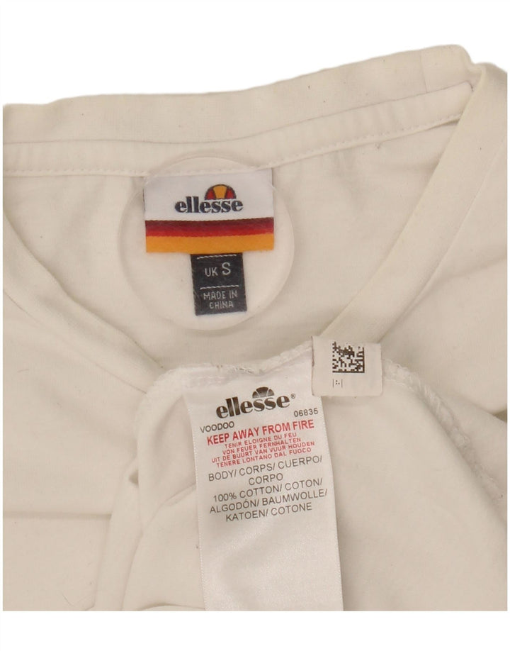 Ellesi Dame T-Shirt Top UK 10 Lille Hvid Bomuld