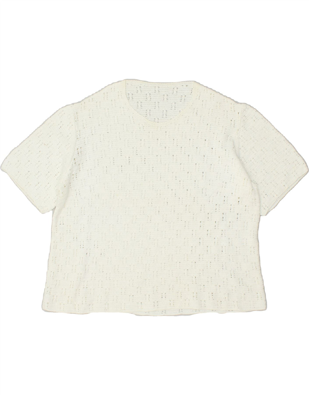VINTAGE Womens Short Sleeve Crew Neck Jumper Sweater UK 12 Medium White | Vintage Vintage | Thrift | Second-Hand Vintage | Used Clothing | Messina Hembry 