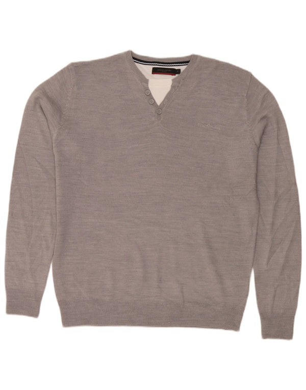 Pierre Cardin Herre Crew Neck Jumper Sweater Medium Grå Akryl