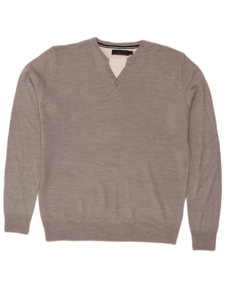 Pierre Cardin Herre Crew Neck Jumper Sweater Medium Grå Akryl