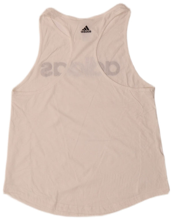 Adidas Dame Grafisk Vest Top UK 16/18 Large White Cotton Sports
