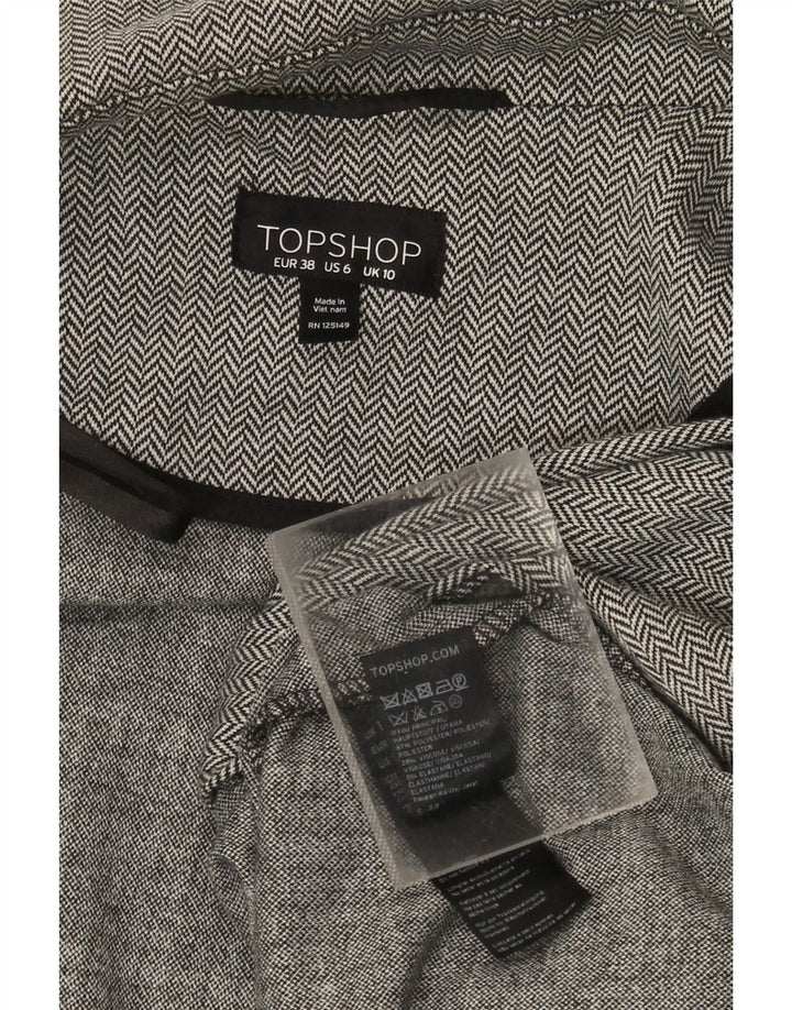 Topshop Womens Open Oversized Overfrakke UK 10 Small Grey Herringbone