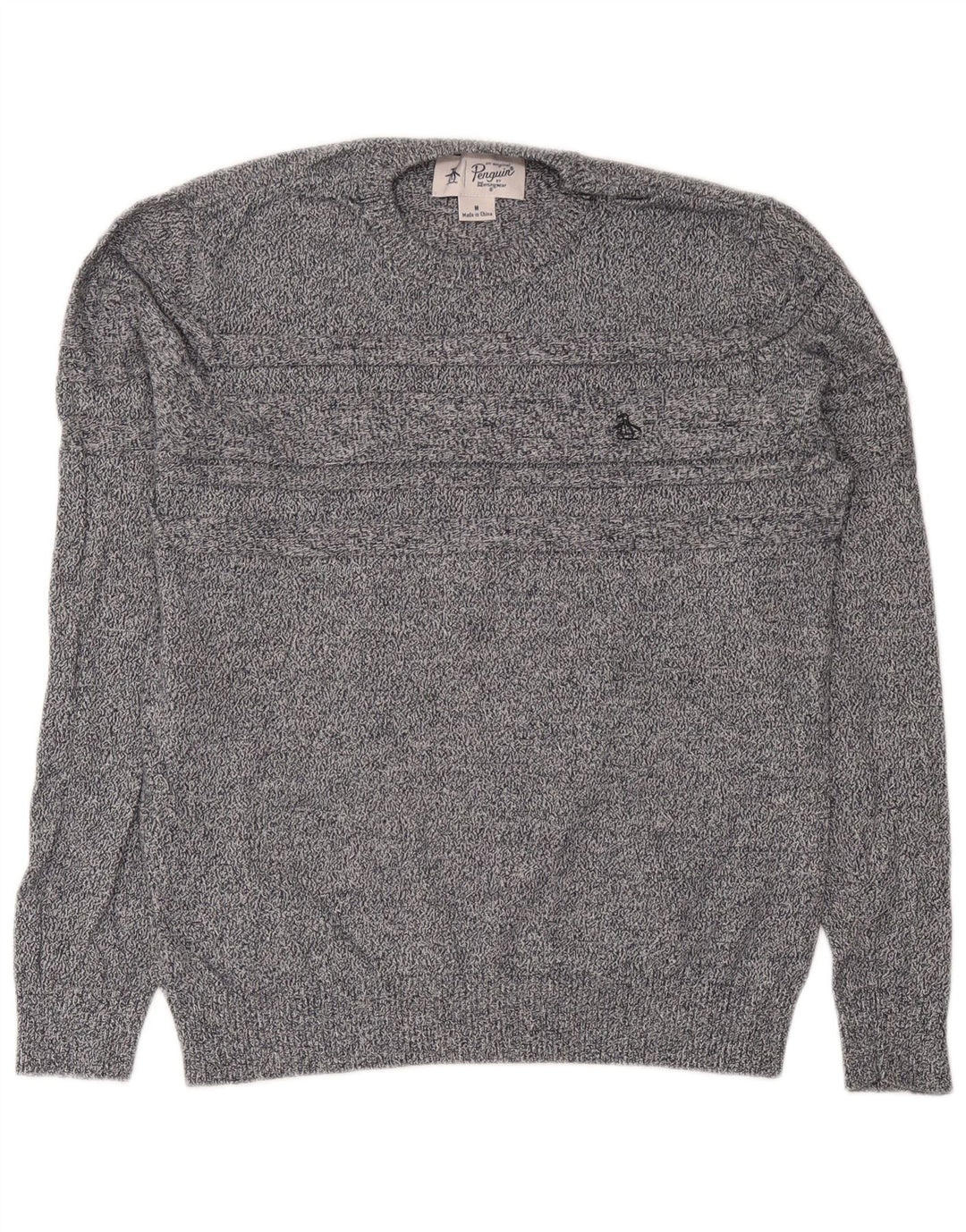 Penguin Herre Crew Neck Jumper Sweater Medium Grey Flecked Bomuld