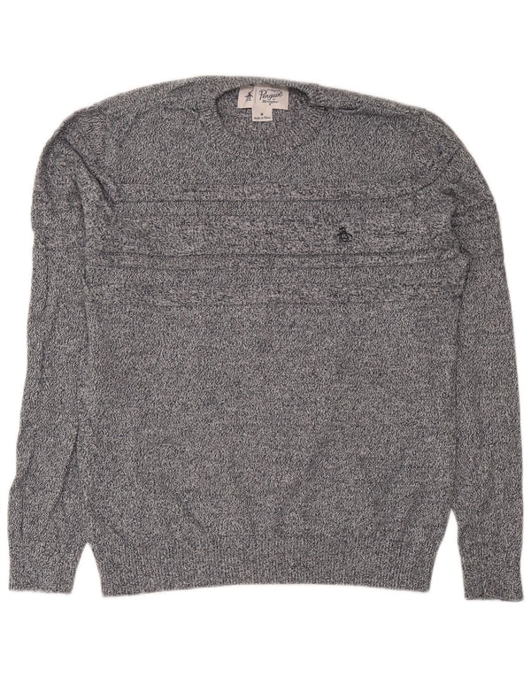 Penguin Herre Crew Neck Jumper Sweater Medium Grey Flecked Bomuld