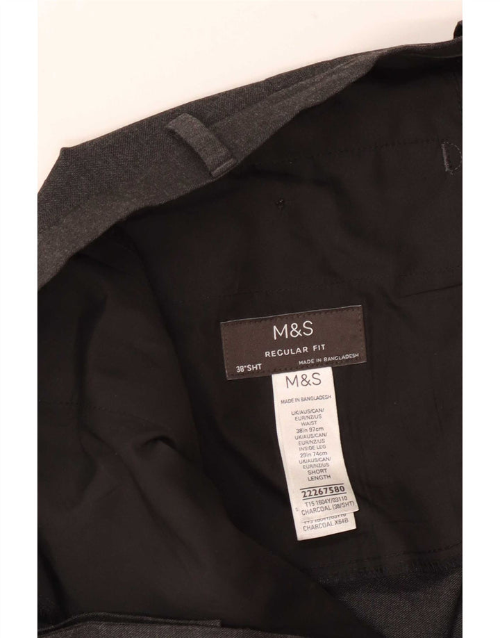 Marks & Spencer Herre Regular Fit Suit Bukser W38 L29 Grå Polyester