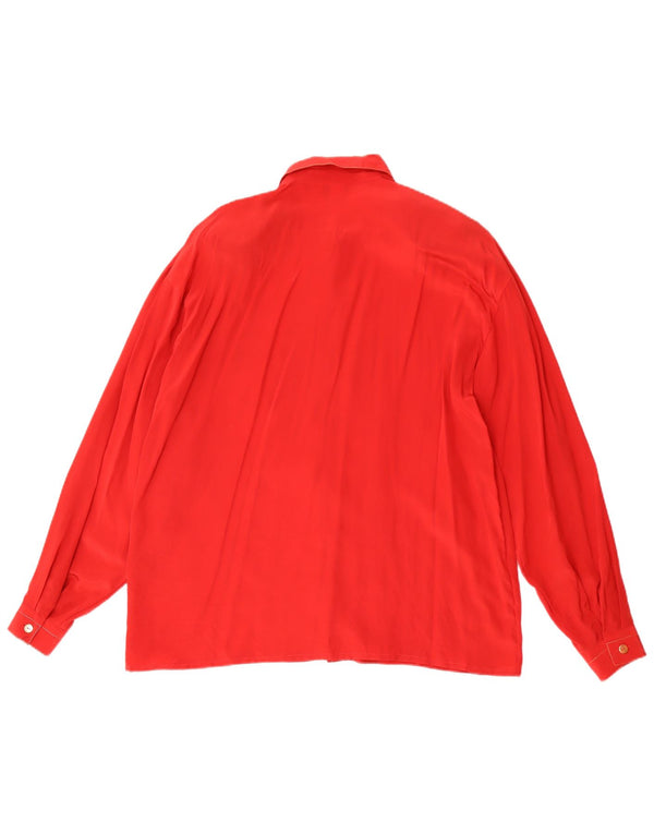 Vintage langærmet almindelig skjorte til kvinder IT 46 Large Red Silk
