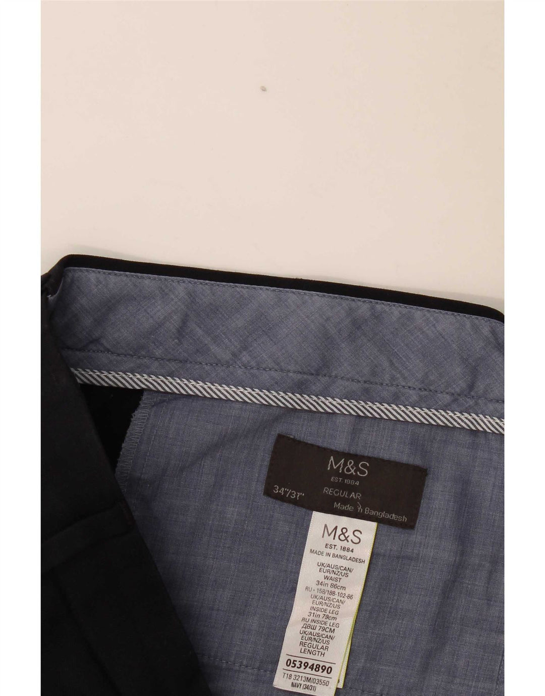 Marks & Spencer Herre Straight Regular Suit Bukser W34 L31 Navy Blue