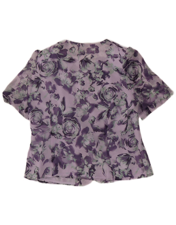 Eastex kortærmet skjortebluse til kvinder UK 10 Small Purple Floral Polyester