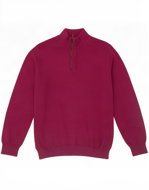 Massimo Dutti Sweater med lynlås til mænd Large Burgundy Cotton