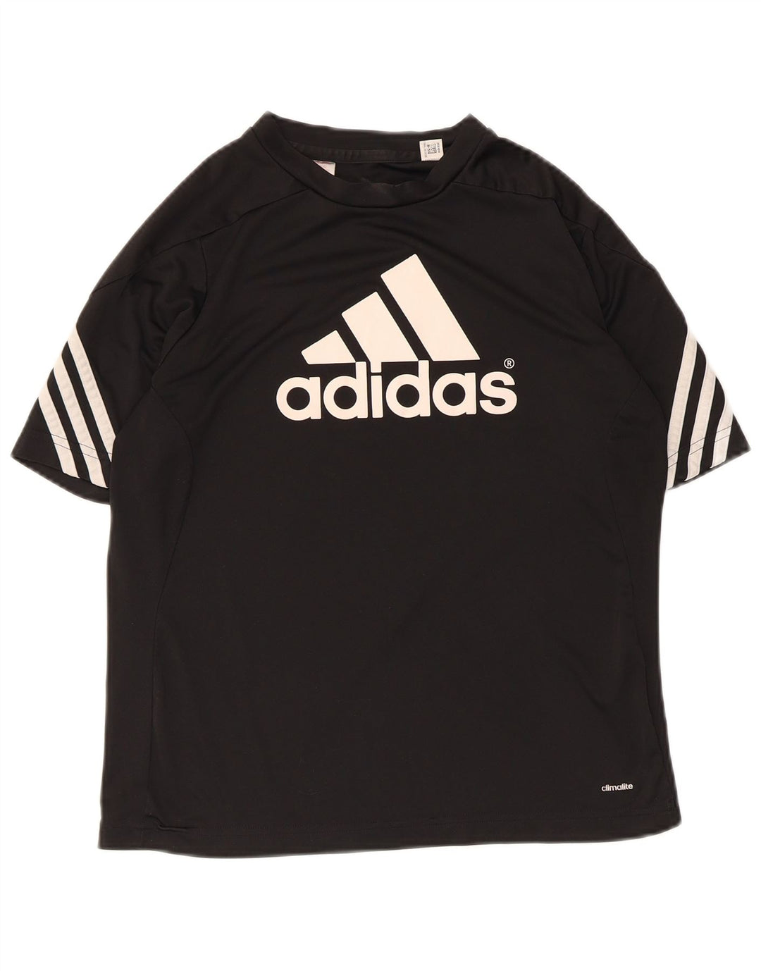 Adidas Dame Climalite Grafisk T-Shirt Top UK 12 Medium Sort Polyester