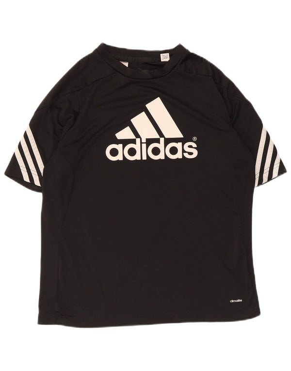 Adidas Dame Climalite Grafisk T-Shirt Top UK 12 Medium Sort Polyester