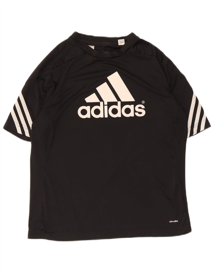 Adidas Dame Climalite Grafisk T-Shirt Top UK 12 Medium Sort Polyester