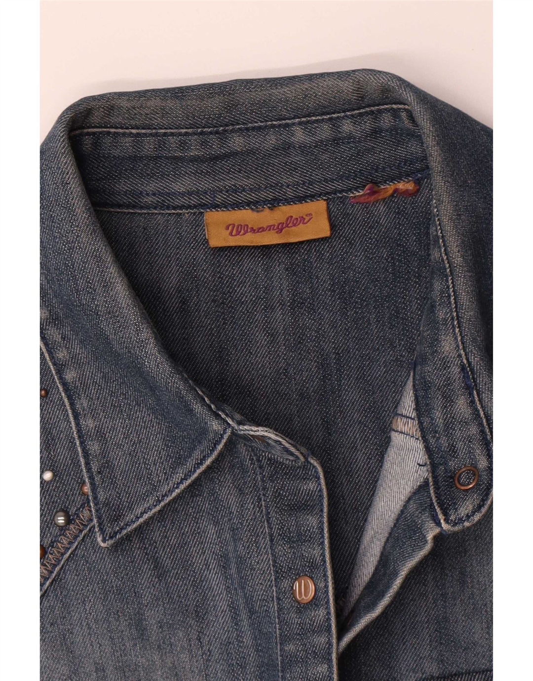 Wrangler Dame ærmeløs denim skjorte UK 16 Large Blue