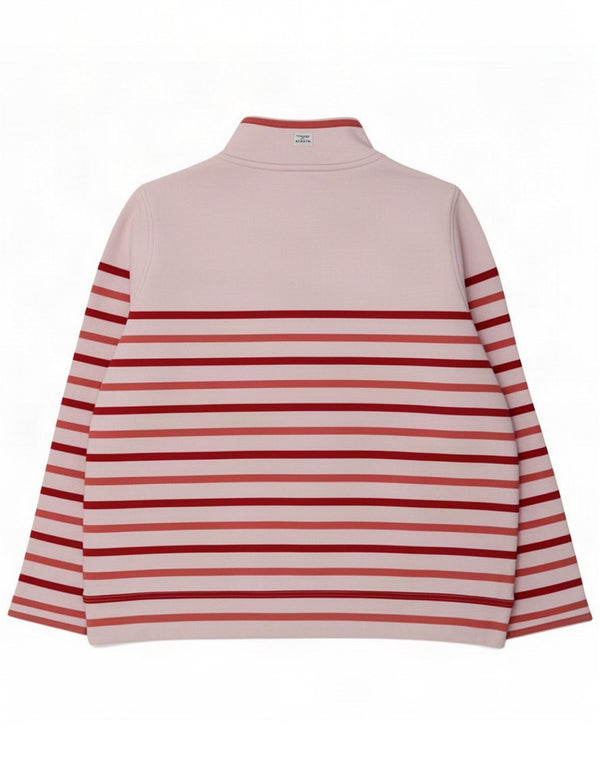 Crew Clothing Womens Button Neck Sweatshirt Jumper UK 16 Large Pink Striped