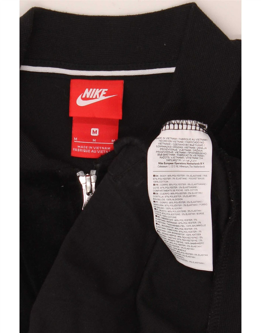Nike Dame Velour Træningsdragt Topjakke UK 14 Medium Sort Polyester