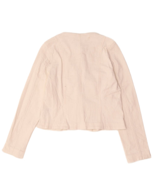 Lipsy Dame Crop 5 Button Blazer Jacket UK 12 Medium White Bomuld