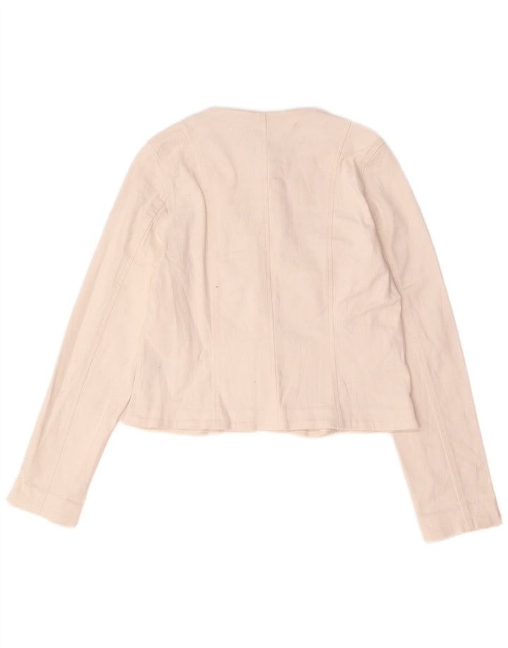 Lipsy Dame Crop 5 Button Blazer Jacket UK 12 Medium White Bomuld