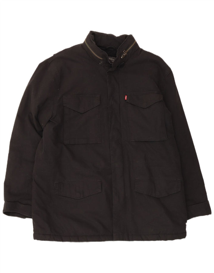 LEVI'S Herre Sherpa Utility Jacket UK 42 XL Sort Bomuld