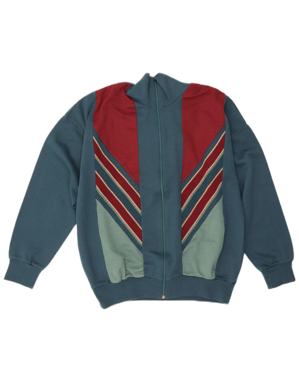 Vintage herre cardigan sweater UK 40 Medium Blue Colourblock Acryl