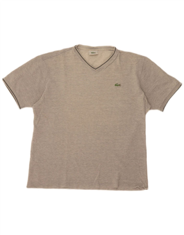 Lacoste Herre T-Shirt Top Størrelse 5 Large Grå Flecked Bomuld