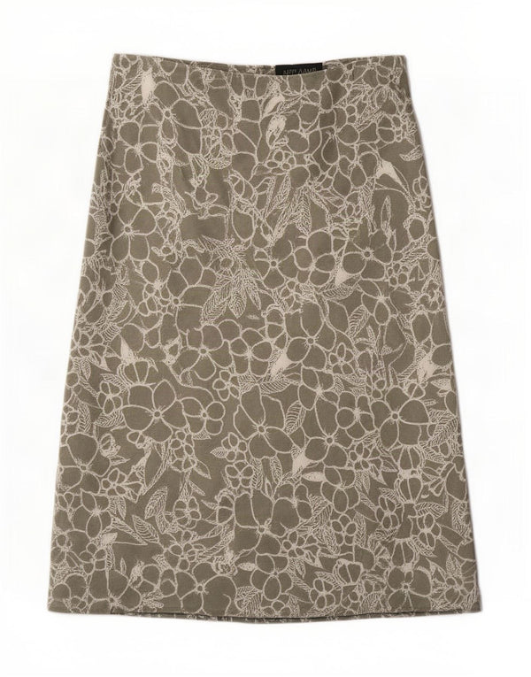 Marks & Spencer Midi-nederdel til kvinder UK 12 Medium W32 Grøn blomsterviscose