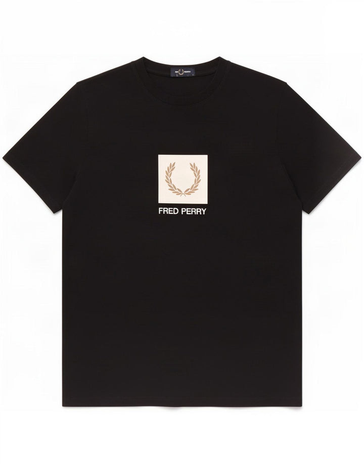 Fred Perry Herre grafisk T-shirt Top Medium Sort Bomuld
