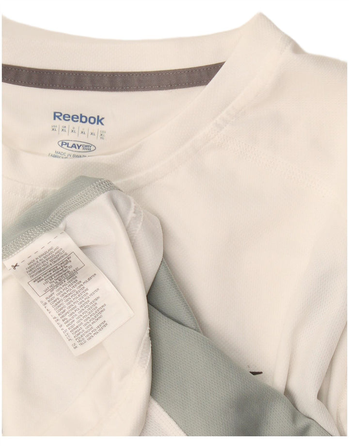 Reebok Herre Grafisk T-Shirt Top XL Hvid Colourblock Polyester