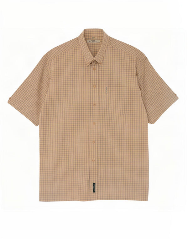 Ben Sherman Herre kortærmet skjorte Medium Beige Gingham Cotton