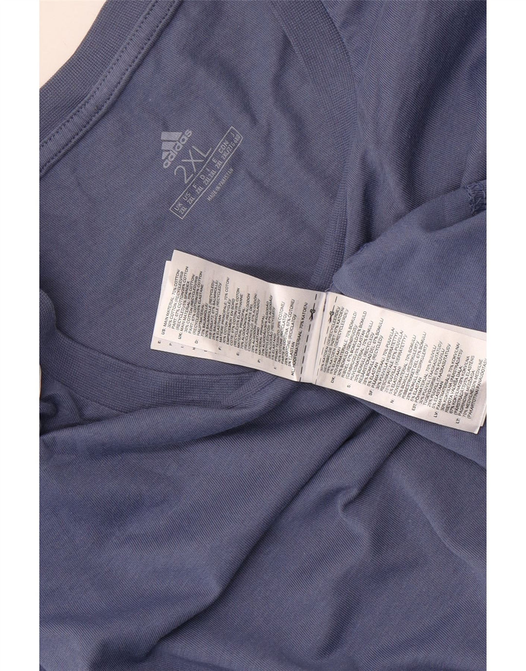 ADIDAS Herre T-Shirt Top 2XL Blå Bomuld