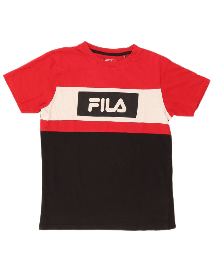 Fila Herre grafisk T-shirt Top Lille flerfarvet Colourblock Bomuld