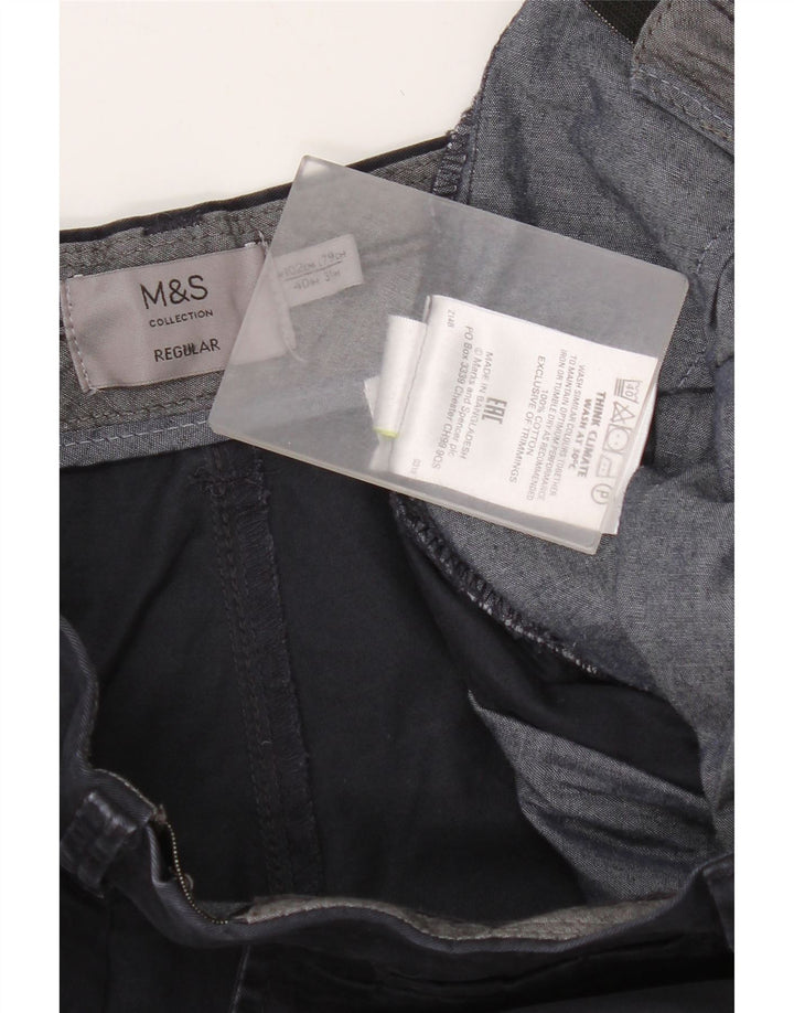 Marks & Spencer Herre Regular Chino Bukser W40 L31 Marineblå Bomuld