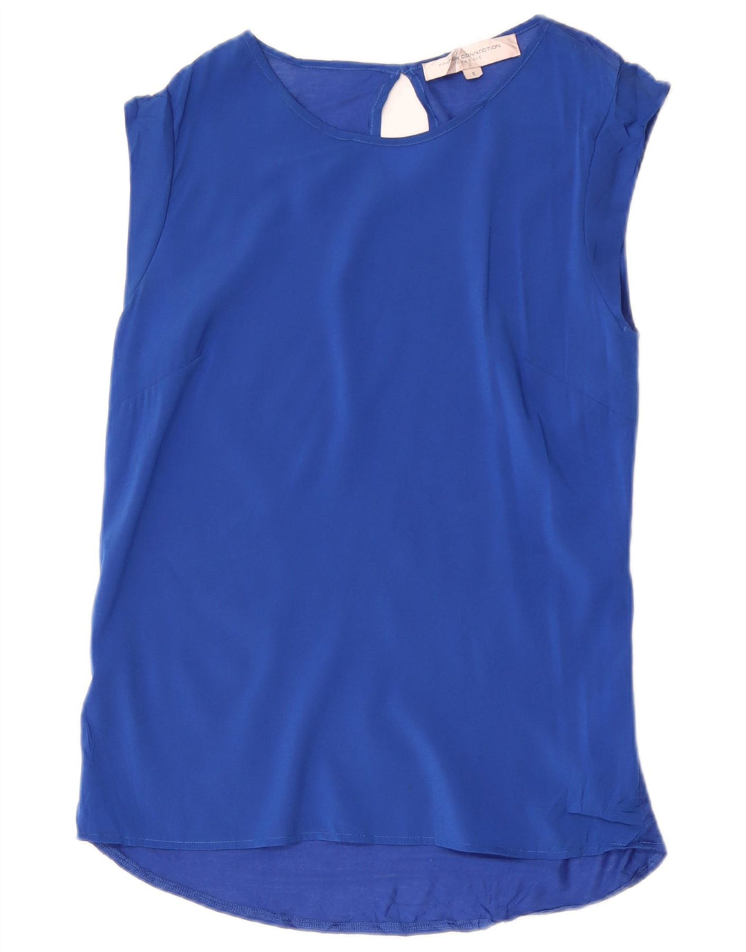 French Connection Dame ærmeløs bluse Top UK 10 Small Blue Polyester