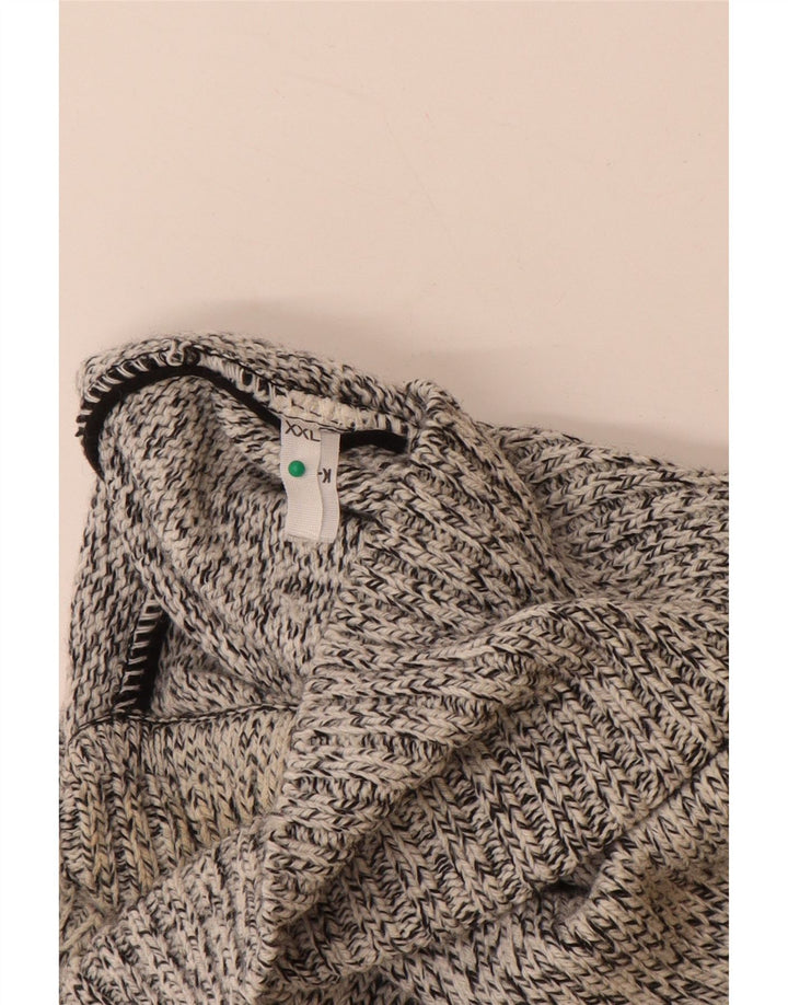 VINTAGE Herre rullehals sweater 2XL Grå Fair Isle Akryl