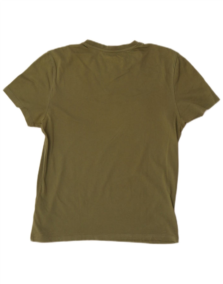Blauer Herre Grafisk T-Shirt Top Lille Khaki Bomuld