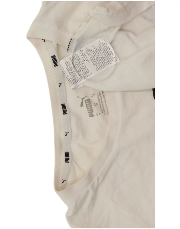 PUMA Herre grafisk T-shirt Top Medium Hvid Bomuld
