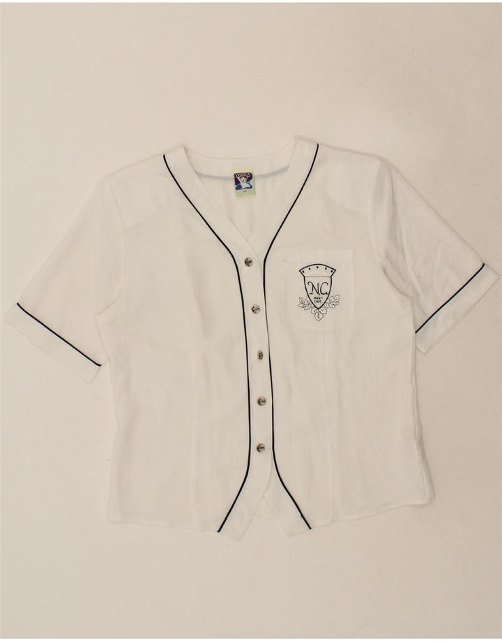 YESSICA Womens Short Sleeve Shirt Blouse EU 40 Medium White Polyester Vintage Yessica and Second-Hand Yessica from Messina Hembry 
