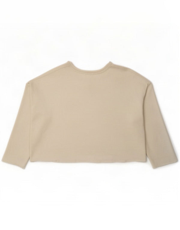 Zara Womens Crop Oversized Top 3/4 ærmer UK 14 Medium Hvid