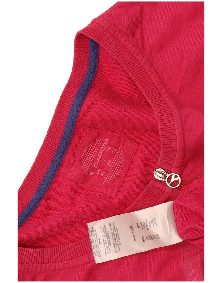 Diadora Dame Grafisk Oversized træningsdragt Top Jakke UK 16 Large Pink