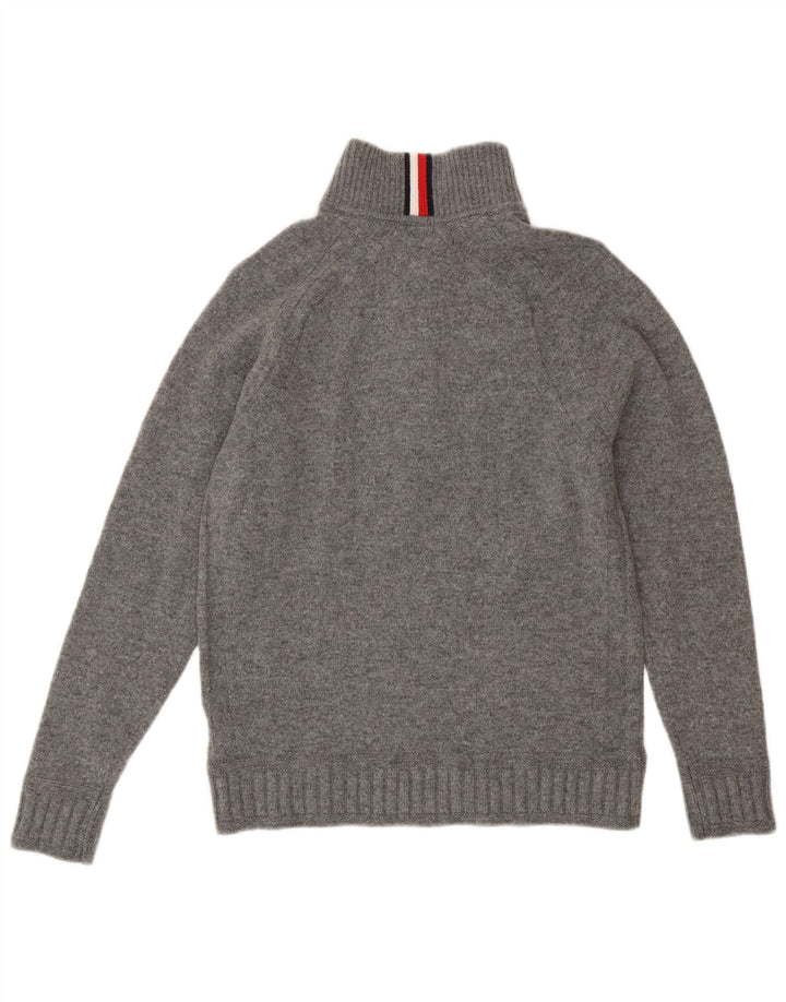 TOMMY HILFIGER Womens Zip Neck Jumper Sweater UK 16 Large Grey Wool